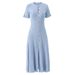 K Temperament Socialite Short Sleeved Hollow Threaded Single Breasted Knitted Dress_ecoleips.com