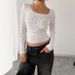 Women's Clothing U Neck Long Sleeved Lace Trim Slim T Shirt Tops For Women_ecoleips.com