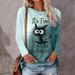 2026 New Cross-Border E-Commerce European And American Women's Plus Size 3D Pet Cat Print Round Neck Long Sleeve T-Shirt_ecoleips.com