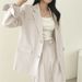 Spring Autumn Casual High-Waisted Draped Wide-Leg Suit Set For Women With Button-Down Jacket Lapel Outerwear_ecoleips.com
