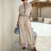 Summer Minimalist Resort Style Short Sleeve Top And Black Trimmed Wide Leg Pants Set Products_ecoleips.com