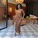 Summer Long Dress for Women 2026 European American Style Sexy Slim Fit U Neck Knitted Hollow out Cross Border Fashion_ecoleips.com