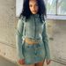Women's Stretch Denim Two Piece Suit HR88018 European American Style Cross Border Fashion Digital Logo Patch Embroidered Dress_ecoleips.com