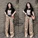 Korean Style Women's Summer Casual Set Cartoon Print Wide Leg Pants Short Sleeved Top Loose Fit Two-Piece Outfit_ecoleips.com
