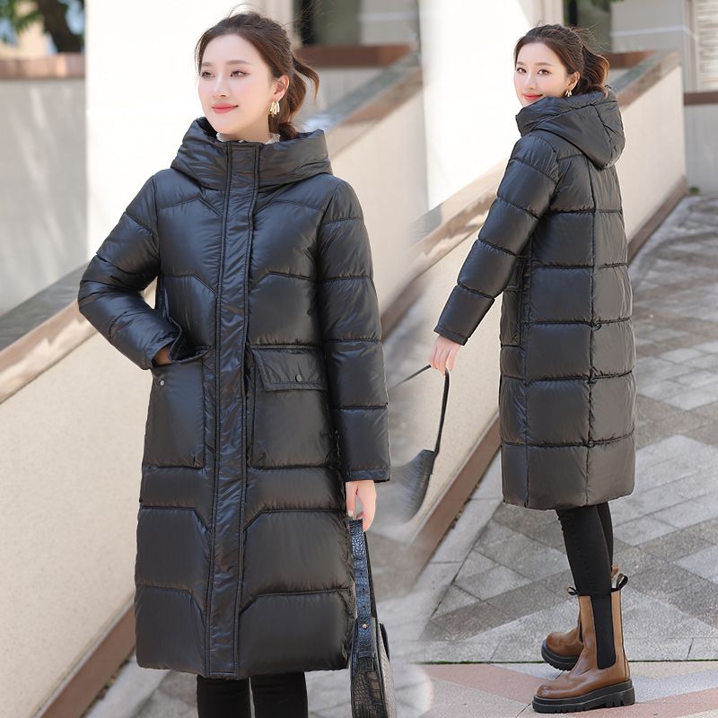 Women's Winter Puffer Coat With Hood, Oversized Long Parka, Water-Resistant Shell, Knee-Length Warm Jacket, Fashionable Large Pockets_ecoleips.com