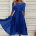 Women's Clothing Splicing Lace Hollow Long Skirt Bridesmaid Evening Dress_ecoleips.com