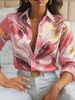 Women's Clothing New Long Sleeved Lapel Loose Button Shirt 3D Digital Printing Shirt_ecoleips.com