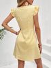 New Fashion Women's Summer Temperament Striped Printed V-Neck Feifei Sleeve Dress_ecoleips.com