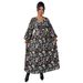 Women's Clothing Plus Size Clothes "Elegant V-Neck High-Waisted Maxi Dress – Flowy Puff Sleeve Black Dress For Women, Slimming & Comfortable"_ecoleips.com