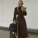 Aria Basics Aria Basics European And American Foreign Trade Autumn Winter New Style Retro Brown Long Trench Coat For Women Loose Casual Elegant_ecoleips.com