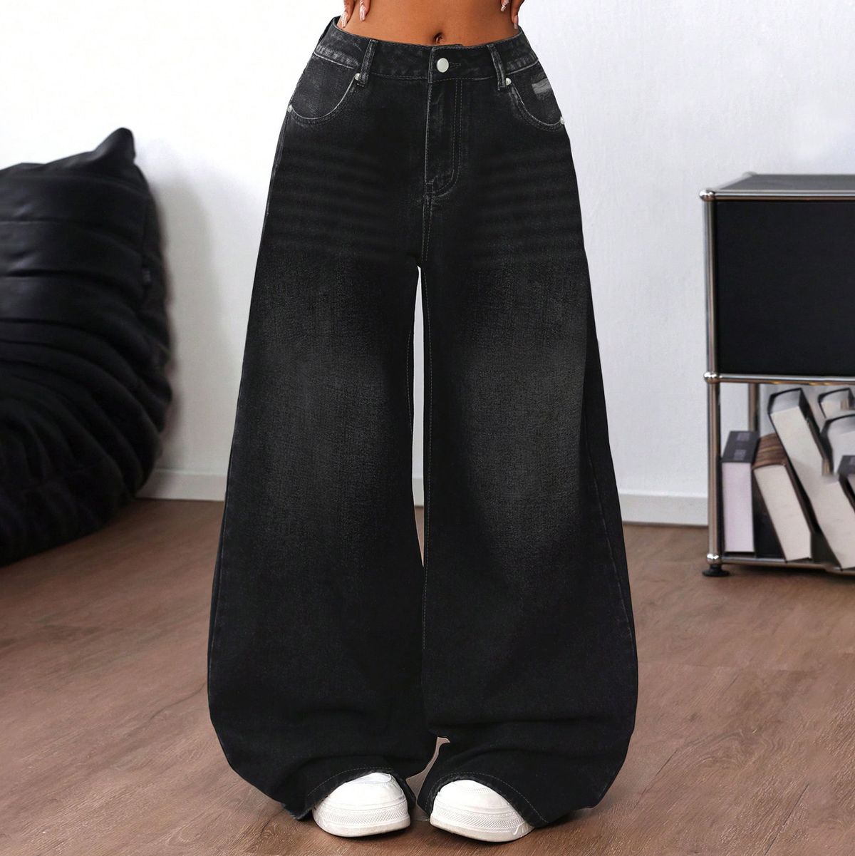 Women's Vintage Washed Distressed Jeans – Oversized Wide-Leg High Waist Denim Pants (XS-XXL)_ecoleips.com
