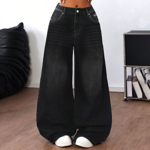 Women's Vintage Washed Distressed Jeans – Oversized Wide-Leg High Waist Denim Pants (XS-XXL)_ecoleips.com