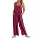 Women's Solid Color Loose Casual Cotton Linen Jumpsuit Overalls_ecoleips.com