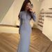 Elegant Pleated Maxi Dress For Women Slim Fit Long Sleeved Spring Fashion Irregular European American Style_ecoleips.com
