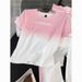 Elegant And Stylish Casual Sports Suit For Women, Summer Fashionable Pink Gradient Top With High-waisted Wide-leg Pants_ecoleips.com