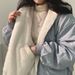 Korean-Style Reversible Sherpa Fleece Jacket, Thickened Winter Coat For Women, Zip-Up Hooded Outerwear In Black, Beige, Blue & Army Green_ecoleips.com