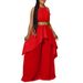 C8534P With Belt, Cross-border Summer Fashion Two-piece Set, Sleeveless Backless Irregular Long Skirt Wide-leg Pants,_ecoleips.com
