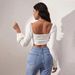 Voya Women's Spring And Summer New Items In Stock, Casual Waist Collection, Ultra Short Style, Pleated Long Sleeved Women's T-shirt Top_ecoleips.com