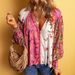 Aria Basics Aria Basics European And American Best-Selling Fashion Floral Print Shirt Women, 2025 Autumn New Style, Contrast Color V-Neck Long_ecoleips.com