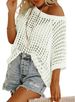 2026 New Summer Five-quarter Sleeve Sexy Hollow Top Pullover Beach Blouse Knitted Sweater Women_ecoleips.com