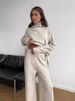 K High Neck Split Sweater Set For Women, Loose And Casual, Lazy Knitted Pants Two-piece Set_ecoleips.com