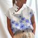 Women's Casual Stand Collar Short Sleeve Pullover T-Shirt Digital Print Top Regular Fit_ecoleips.com