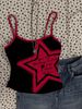 Summer Camisole Tank Top for Women Sexy Slim Fit Sleeveless Red Black Five Pointed Star Print European American Style_ecoleips.com