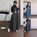 Retro Long Dress for Women with Pockets Loose Casual Denim Overalls Southeast Asia Spring Autumn New Fashion Cross Border Trade_ecoleips.com