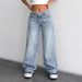 American Street Retro Ash Gray Washed Jeans For Women, Autumn And Winter Hot-Selling High-Waisted Loose Wide-Leg_ecoleips.com