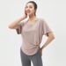 Spring/Summer New Sports Top Women's Loose Short Sleeve T-shirt Thin Yoga Wear Breathable Running Fitness Cover_ecoleips.com
