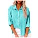 Aria Basics Aria Basics 24 European And American Cross-border Foreign Trade New Women's Shirt, Casual Solid Color Pocket Slit Button_ecoleips.com