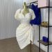 Women's Clothing Autumn And Winter New Temperament V Neck Jacquard Short High Waist Short Sleeved Dress_ecoleips.com