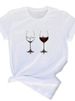 European And American Cross-border Foreign Trade Women's Clothing, Fun Wine Glass Print Round Neck Short-sleeve T-shirt_ecoleips.com