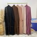 Arab Turkish Middle Eastern Fashion Elegant Solid Color Beaded Muslim Tie-Up Chiffon Cardigan Robe 1964_ecoleips.com