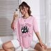 Women's Casual Loose T-Shirt round Neck Short Sleeve Letter Print Simple Sports Top_ecoleips.com