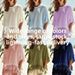 Women's round Neck T-Shirt Solid Color with Tassel Hem Loose Top Lightweight Breathable Batwing Sleeves European American Style_ecoleips.com