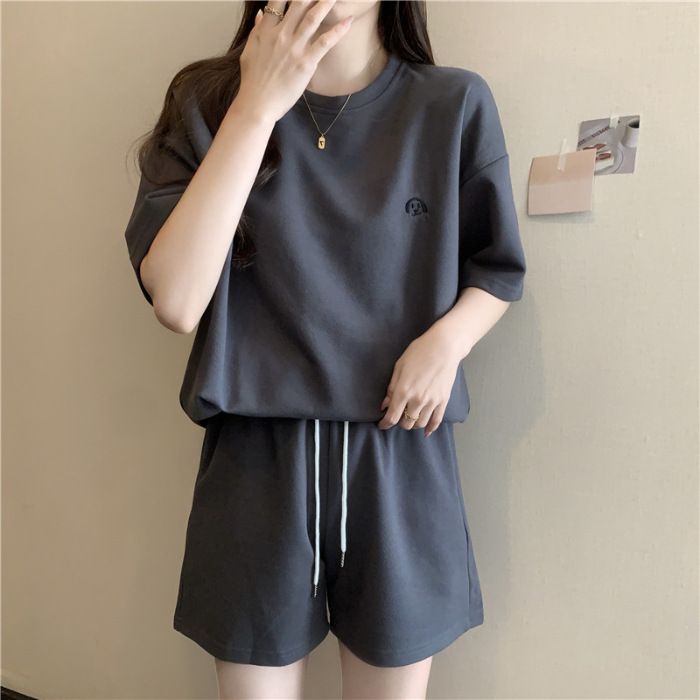 Women's Dopamine Color Sport Set – Trendy Short Sleeve T-Shirt & Shorts, Summer Casual Two-Piece Outfit_ecoleips.com