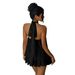 New European And American Style Solid Color Vacation Slim-fit Sexy Backless Halter Neck Waist-cinching Top With Puffy_ecoleips.com