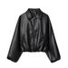 Women's Trendy Faux Leather Bomber Jacket Versatile Lightweight Outerwear In Two Colors Spring/Autumn Elegant England Style_ecoleips.com