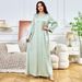 Muslim Party Dress For Women - Long Sleeve Retro Abaya With Nail Diamond Embellishments_ecoleips.com
