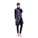 Women's Clothing Printed Swimsuit Four Piece Conservative High Elastic Swimsuit Beach Suit With Hood_ecoleips.com