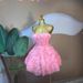 European And American Style Sweet Suspender Rose Print Bubble Mini Dress Sleeveless Strapless Waist Cinching for Women_ecoleips.com