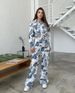 Women's Clothing Fashion Printing Loose Tops High Waist Wide Leg Pants Casual Suits_ecoleips.com