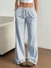 Women's Striped Wide Leg Pants Floor Length Casual Fashion Autumn New 2025 European And American Style Sweet Trousers_ecoleips.com