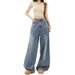 Retro High-waisted Wide-leg Jeans For Women, 2026 New Style, Loose Fit, Slimming, Casual, Drapey, Straight-leg,_ecoleips.com