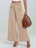 K New Women's Elastic Waisted High Waisted Slightly Spicy Pants, Loose Casual Pants With Pockets_ecoleips.com