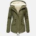 Women's Hooded Winter Coat With Drawstring Waist - Thick Cotton-Padded Jacket For Cold Weather - Streetwear Fashion In Pink, Red, Black, Navy_ecoleips.com