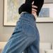 Spring And Autumn Women's Jeans High Waist Burr Edge Wide Leg Pants Retro Blue Breathable Straight Floor Mopping Pants Retro Style_ecoleips.com