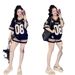 Women's Loose Fitting V Neck Short Sleeved Color Block Casual Running Two Piece Set Fashionable Ins Inspired Clothing_ecoleips.com
