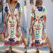 Women's Clothing Summer New V Neck Printed Fashion Loose Short Sleeved Long Dress_ecoleips.com